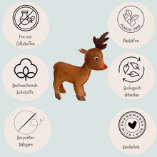 Lade das Bild in den Galerie-Viewer, Nachhaltiges Leder Hundespielzeug "Rudolph Rentier" | Schadstofffrei & robust | Drolliges Weihnachtsgeschenk