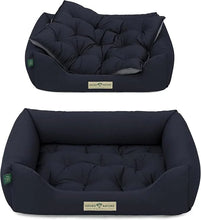 Lade das Bild in den Galerie-Viewer, Orthopädisches Öko-Hundebett Zürich von HOUND&NATURE | Fleece-Seite | Recycelte Materialien | Oeko-Tex® Standard | Blau