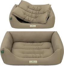 Lade das Bild in den Galerie-Viewer, Öko-Hundebett Luzern von HOUND&NATURE | Fleece-Seite | Recycelte Materialien | Oeko-Tex® Standard 100 | Taupe