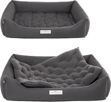 Lade das Bild in den Galerie-Viewer, Orthopädisches Öko-Hundebett Zürich von HOUND&NATURE | Fleece-Seite | Recycelte Materialien | Oeko-Tex® Standard | Grau