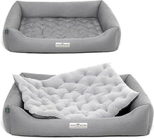 Lade das Bild in den Galerie-Viewer, Orthopädisches Öko-Hundebett Zürich von HOUND&NATURE | Fleece-Seite | Recycelte Materialien | Oeko-Tex® Standard | Hellgrau