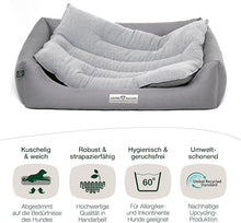 Lade das Bild in den Galerie-Viewer, Öko-Hundebett Luzern von HOUND&NATURE | Fleece-Seite | Recycelte Materialien | Oeko-Tex® Standard 100 | Hellgrau