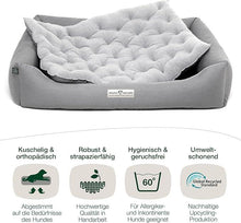 Lade das Bild in den Galerie-Viewer, Orthopädisches Öko-Hundebett Zürich von HOUND&NATURE | Fleece-Seite | Recycelte Materialien | Oeko-Tex® Standard | Hellgrau