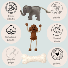 Lade das Bild in den Galerie-Viewer, Nachhaltiges Hundespielzeug Set "Pudelwohl" | 100% schadstofffrei | Upcycling Leder & natürliche Baumwolle