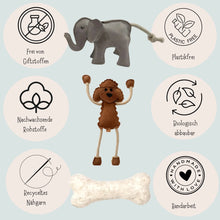 Lade das Bild in den Galerie-Viewer, Nachhaltiges Hundespielzeug Set "Pudelwohl" | 100% schadstofffrei | Upcycling Leder & natürliche Baumwolle