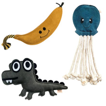 Lade das Bild in den Galerie-Viewer, Nachhaltiges Hundespielzeug Spar-Set "Big Fun" | 100% schadstofffrei | Upcycling Leder & natürliche Baumwolle