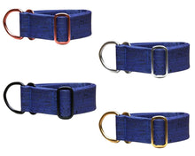 Lade das Bild in den Galerie-Viewer, Zugstopp Halsband | Korkleder | Umweltfreundlich | Robust & Vegan | Denim | Beschläge wählbar