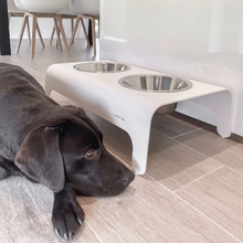 Lade das Bild in den Galerie-Viewer, LABBVENN RICO Futterstation für Hunde | Edelstahlnäpfe | 3 Größen | Weiß
