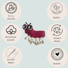 Lade das Bild in den Galerie-Viewer, Nachhaltiges Fräulein Plath Hundespielzeug "Ruby Raupe" | 100% schadstofffrei | Upcycling Leder