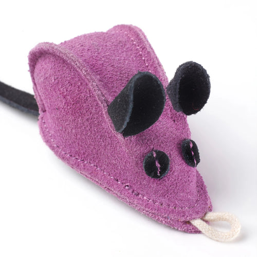 Katzenspielzeug Wildleder von Green & Wild´s pinkfarbene Maus zum spielen