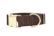 Lade das Bild in den Galerie-Viewer, Hundehalsband mit Klickverschluss | Korkleder | Umweltfreundlich | Robust & Vegan | Braun/Gold