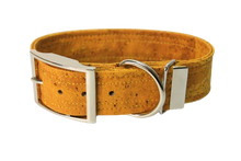 Lade das Bild in den Galerie-Viewer, Hundehalsband mit Dornschnalle | Korkleder | Umweltfreundlich | Robust & Vegan | Senf/Silber