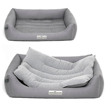 Lade das Bild in den Galerie-Viewer, Öko-Hundebett Luzern von HOUND&NATURE | Fleece-Seite | Recycelte Materialien | Oeko-Tex® Standard 100 | Hellgrau