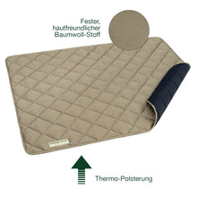 Lade das Bild in den Galerie-Viewer, Öko Wendedecke Davos von HOUND&NATURE | Wasserfest & recycelte Materialien | Oeko-Tex® Standard 100 | Taupe-blau