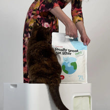 Lade das Bild in den Galerie-Viewer, Nachhaltiges Katzenstreu von HOOPO® | 100% Tofu & SGS/IFRA-zertifizierter Duft | 4x7 Liter (2,5kg)