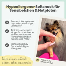 Lade das Bild in den Galerie-Viewer, Noms+ Herzenshappen Snack | Hypoallergener Softsnack für sensible Hunde | inkl. Tierschutzspende | 200g | Fräulein Plath