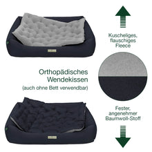 Lade das Bild in den Galerie-Viewer, Orthopädisches Öko-Hundebett Zürich von HOUND&NATURE | Fleece-Seite | Recycelte Materialien | Oeko-Tex® Standard | Blau