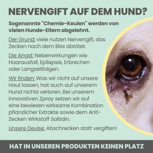 Lade das Bild in den Galerie-Viewer, Anti-Zecken Spray für Hunde gegen Flöhe, Zecken, Milben & Mücken | 100% Chemiefrei | 100ml Jahresvorrat