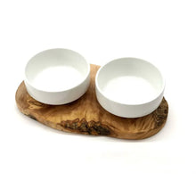 Lade das Bild in den Galerie-Viewer, Nachhaltige Futterstation RUSTY | Olivenholz & Porzellan | Natürliche Rohstoffe | 3 Größen