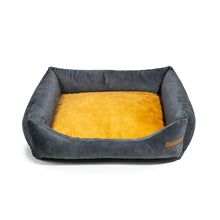 Lade das Bild in den Galerie-Viewer, Nachhaltiges Rexproduct Hundebett OTTO - orthopädisch - waschbar & schadstofffrei - Dunkelgrau - 5 Matratzenfarben S: 65 x 55 x 20 cm Senfgelb | Fräulein Plath