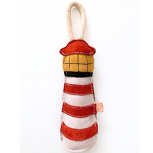 Lade das Bild in den Galerie-Viewer, Nachhaltiges Hundespielzeug &quot;Lilly Leuchturm&quot; | Robust &amp; 100% schadstofffrei | Upcycling Leder &amp; natürliche Baumwolle
