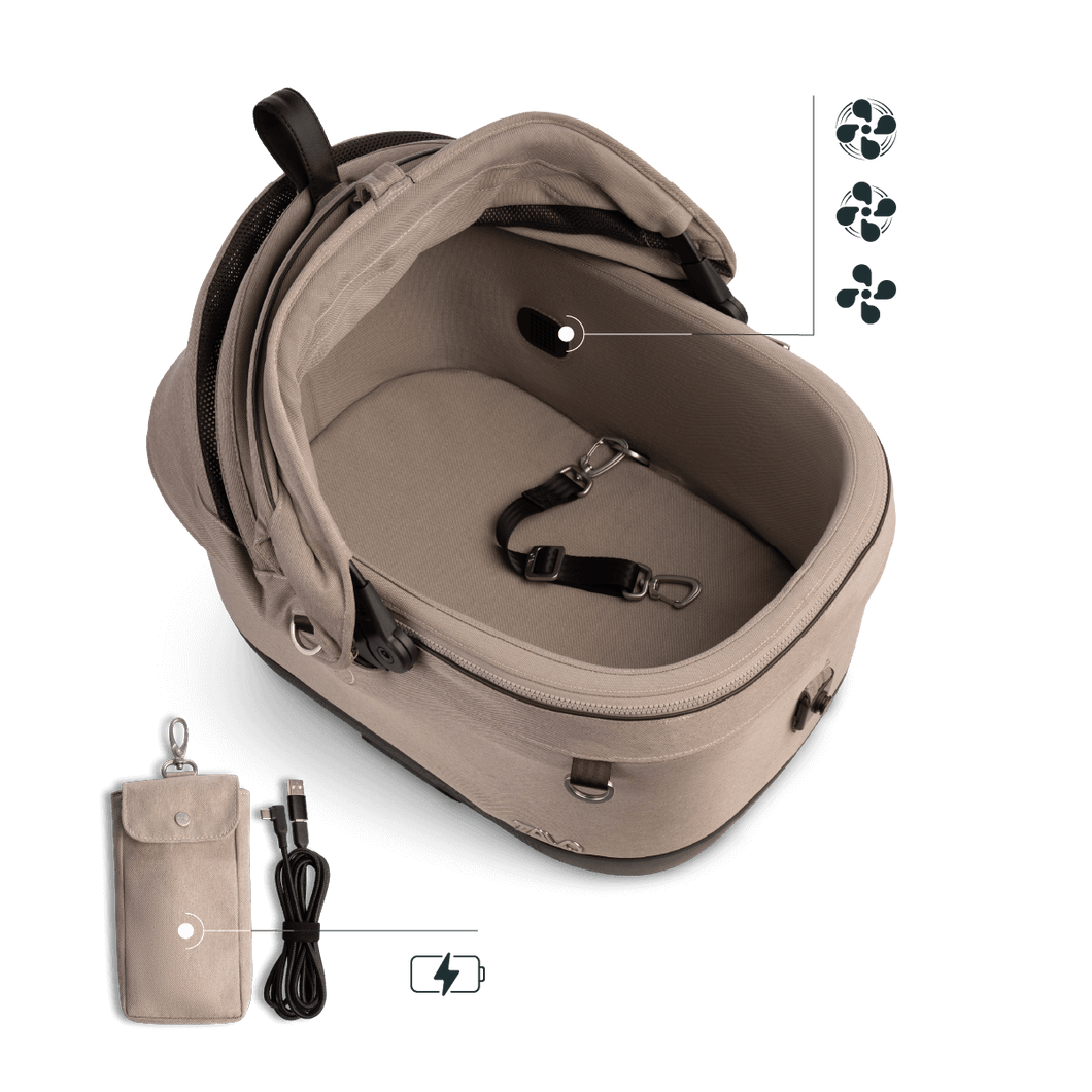 Isofix Autositz & Transportbox Maeve™ iso5x Wind Tavo | Integriertes Belüftungssystem | für Hunde bis 13.6 kg | GREENGUARD-Gold-Zertifizierung | Fawn
