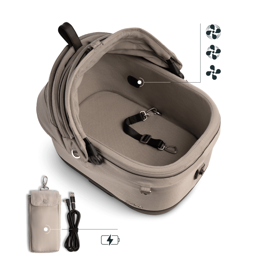 Isofix Autositz & Transportbox Maeve™ iso5x Wind Tavo | Integriertes Belüftungssystem | für Hunde bis 13.6 kg | GREENGUARD-Gold-Zertifizierung | Tawny