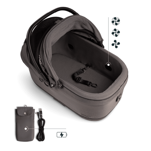 Isofix Autositz & Transportbox Maeve™ iso6x Wind Tavo | Integriertes Belüftungssystem | für Hunde bis 18 kg | GREENGUARD-Gold-Zertifizierung | Ashen