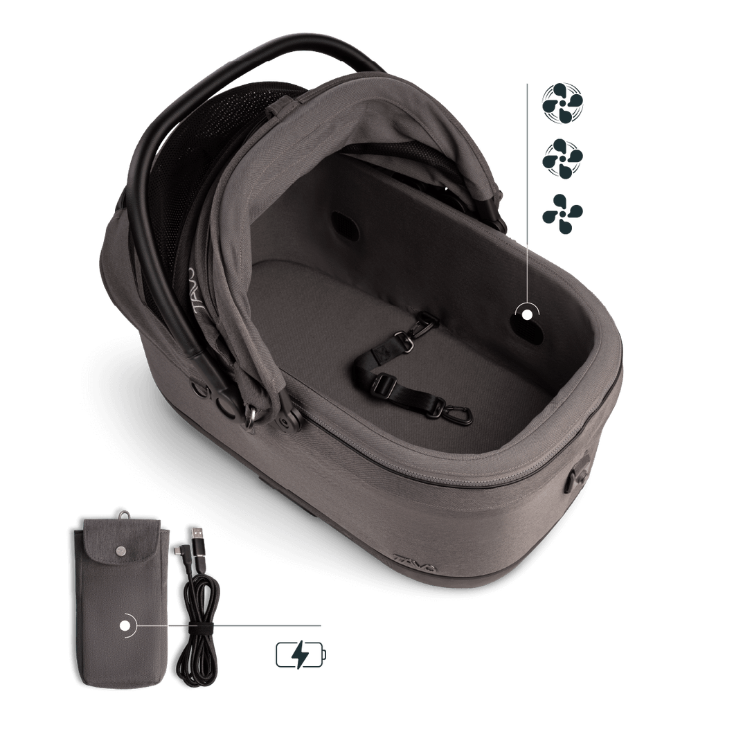 Isofix Autositz & Transportbox Maeve™ iso6x Wind Tavo | Integriertes Belüftungssystem | für Hunde bis 18 kg | GREENGUARD-Gold-Zertifizierung | Ashen