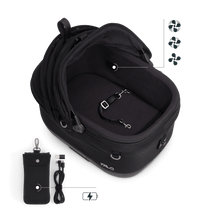 Lade das Bild in den Galerie-Viewer, Tavo Maeve iso5x Wind in Onyx, geöffnete Transportbox mit Innenpolster, Sicherungsleine und Belüftungssystem
