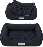 Orthopädisches Öko-Hundebett Zürich von HOUND&NATURE | Fleece-Seite | Recycelte Materialien | Oeko-Tex® Standard | Blau | Fräulein Plath