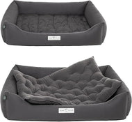 Orthopädisches Öko-Hundebett Zürich von HOUND&NATURE | Fleece-Seite | Recycelte Materialien | Oeko-Tex® Standard | Grau | Fräulein Plath