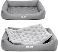 Orthopädisches Öko-Hundebett Zürich von HOUND&NATURE | Fleece-Seite | Recycelte Materialien | Oeko-Tex® Standard | Hellgrau | Fräulein Plath
