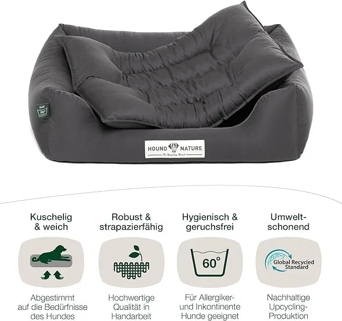 Öko-Hundebett Bern von HOUND&NATURE | Recycelte Materialien | Oeko-Tex® Standard 100 | Grau