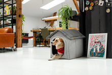 Lade das Bild in den Galerie-Viewer, Hundehütte HOME für drinnen &amp; draußen | Öko-Tex 100 zertifiziert | 4 Größen | Grau Melange

