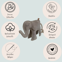 Lade das Bild in den Galerie-Viewer, Nachhaltiges Hundespielzeug &quot;Ella Elefant&quot; | Robust &amp; 100% schadstofffrei | Upcycling Leder &amp; natürliche Baumwolle
