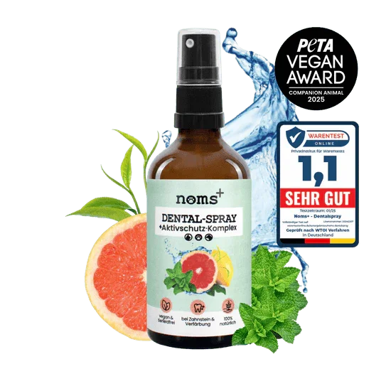 Natürliches Noms+ Dentalspray bei Zahnstein uvm. | Hoch-effektive Pflanzenextrakte | Für Hunde & Katzen | 100% vegan & tierleidfrei