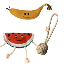 Lade das Bild in den Galerie-Viewer, Nachhaltiges Hundespielzeug Spar-Set &quot;Fruity Fun&quot; | 100% schadstofffrei | Upcycling Leder &amp; natürliche Baumwolle
