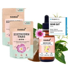 Lade das Bild in den Galerie-Viewer, Noms+ Zpot-on &amp; 2x 150g Zistrosen-Tabs | Spar-Set | Pflanzlicher Anti-Zecken Schutz für Hunde gegen Flöhe, Zecken, Milben &amp; Mücken | 100% Chemiefrei | Sparpaket
