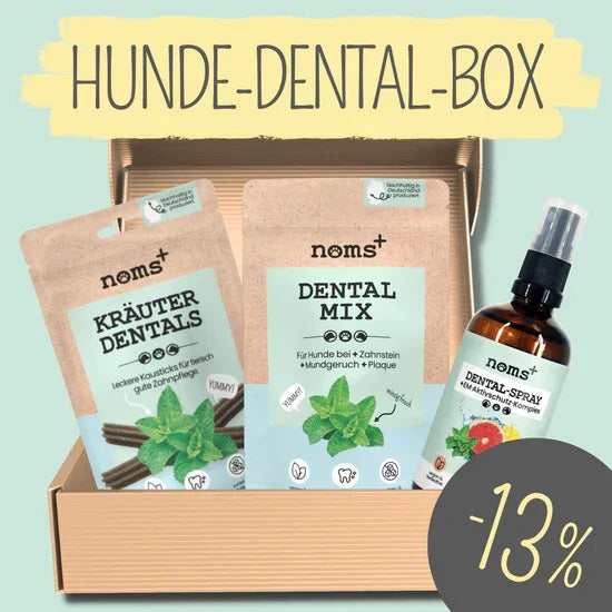 noms+ 3in1 Dental Box für Hunde | Natürlich & ohne Chemie | 100% vegan & tierleidfrei | Peta-zertifiziert | Fräulein Plath