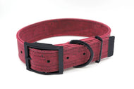 Hundehalsband mit Dornschnalle | Korkleder | Robust & Vegan | Dunkelrot/Schwarz | Fräulein Plath