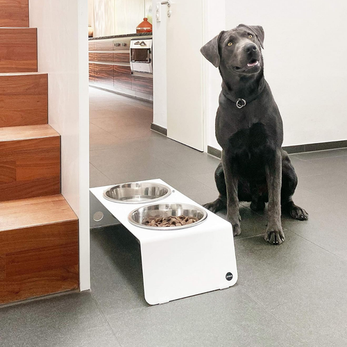 Jaska erhöhte Futterstation Hundebar ARC | Stahl & Edelstahl | 4 Größen | Weiss