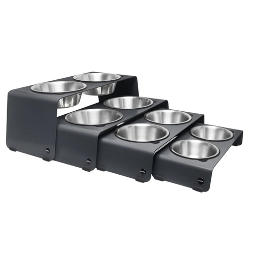Jaska erhöhte Futterstation Hundebar ARC | Stahl & Edelstahl | 4 Größen | Grau