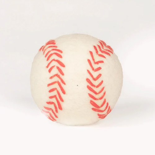 Baseball für Hunde | Nachhaltiges Hundespielzeug | 100% schadstofffrei & Schafwolle | Zahnpflegend & schwimmfähig