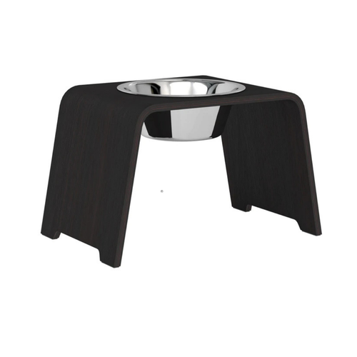dogBar® Single Hundenapf | Edelstahl | Eiche dunkel | 3 Größen