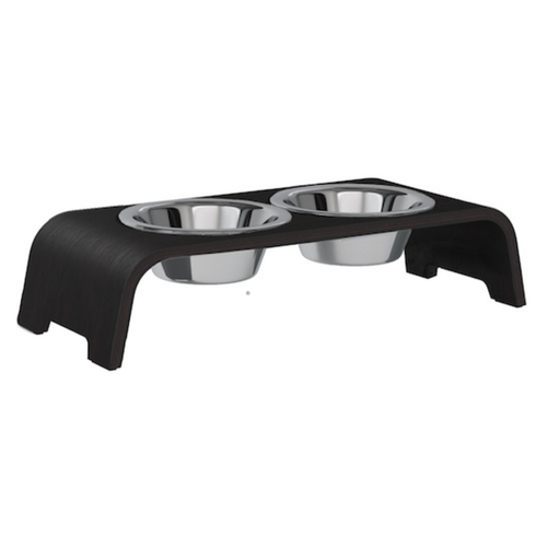 Futterstation dogBar® für Hunde | Edelstahl | Eiche dunkel | 5 Größen