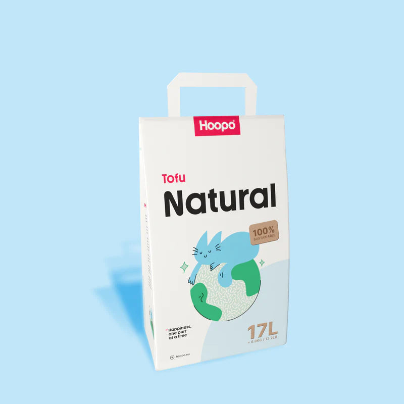 2x17L Nachhaltiges Katzenstreu Tofu Natural von HOOPO® | 100% Tofu | Blitzschnelle Klumpenbildung | Fräulein Plath