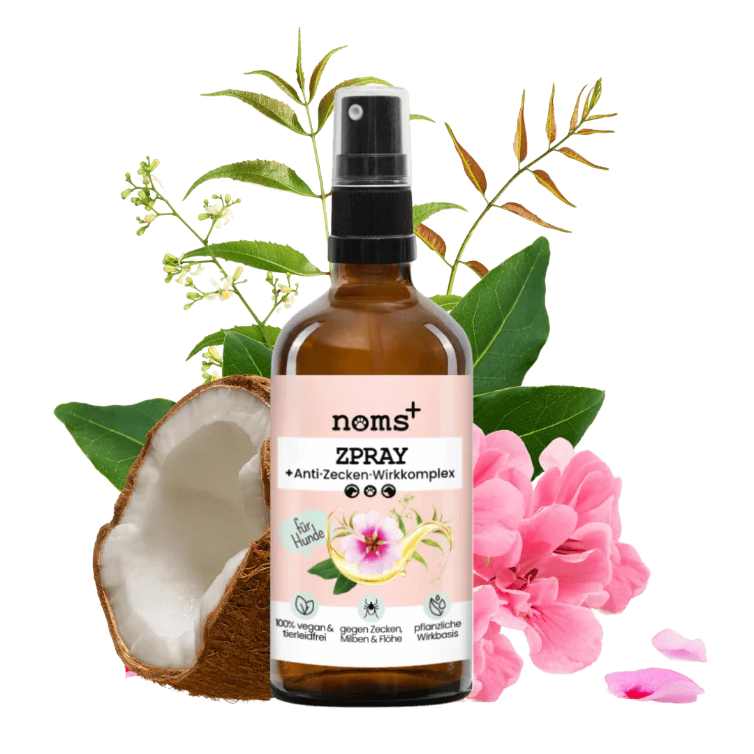 Noms+ Anti-Zecken Spray für Hunde gegen Flöhe, Zecken, Milben & Mücken | 100% Chemiefrei | 100ml Jahresvorrat | Fräulein Plath