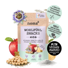 Lade das Bild in den Galerie-Viewer, Noms+ Wohlfühlsnacks für Hunde | Bei Stress, Angst, Unruhe &amp; Hyperaktivität | 100% vegan &amp; tierleidfrei | 200g

