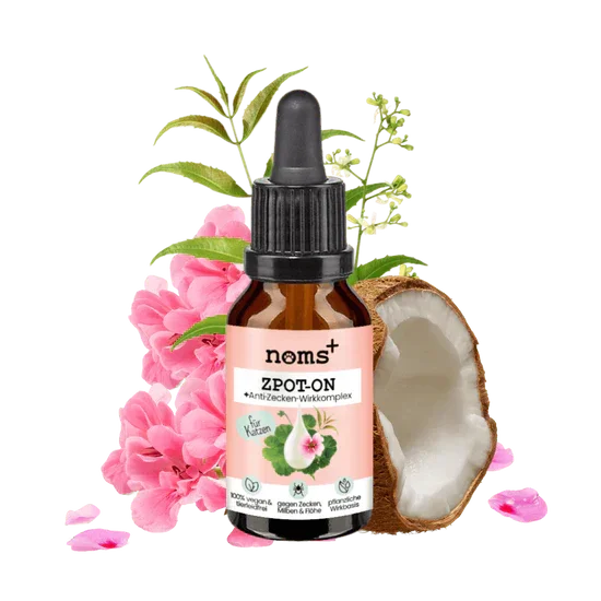 PROBIERANGEBOT! Noms+ Zpot-on für Katzen gegen Zecken, Flöhe & Co. | 100% Chemiefrei | 30ml Jahresvorrat | 100% vegan & tierleidfrei | Fräulein Plath